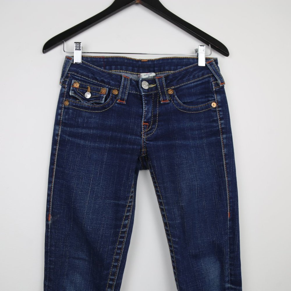 True Religion Women's Julie Skinny Form-Fitting Dark Wash Denim Jeans - Picture 2 of 8